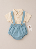 Set de Short con tirantes y Romper DIAPER COVER AZUL