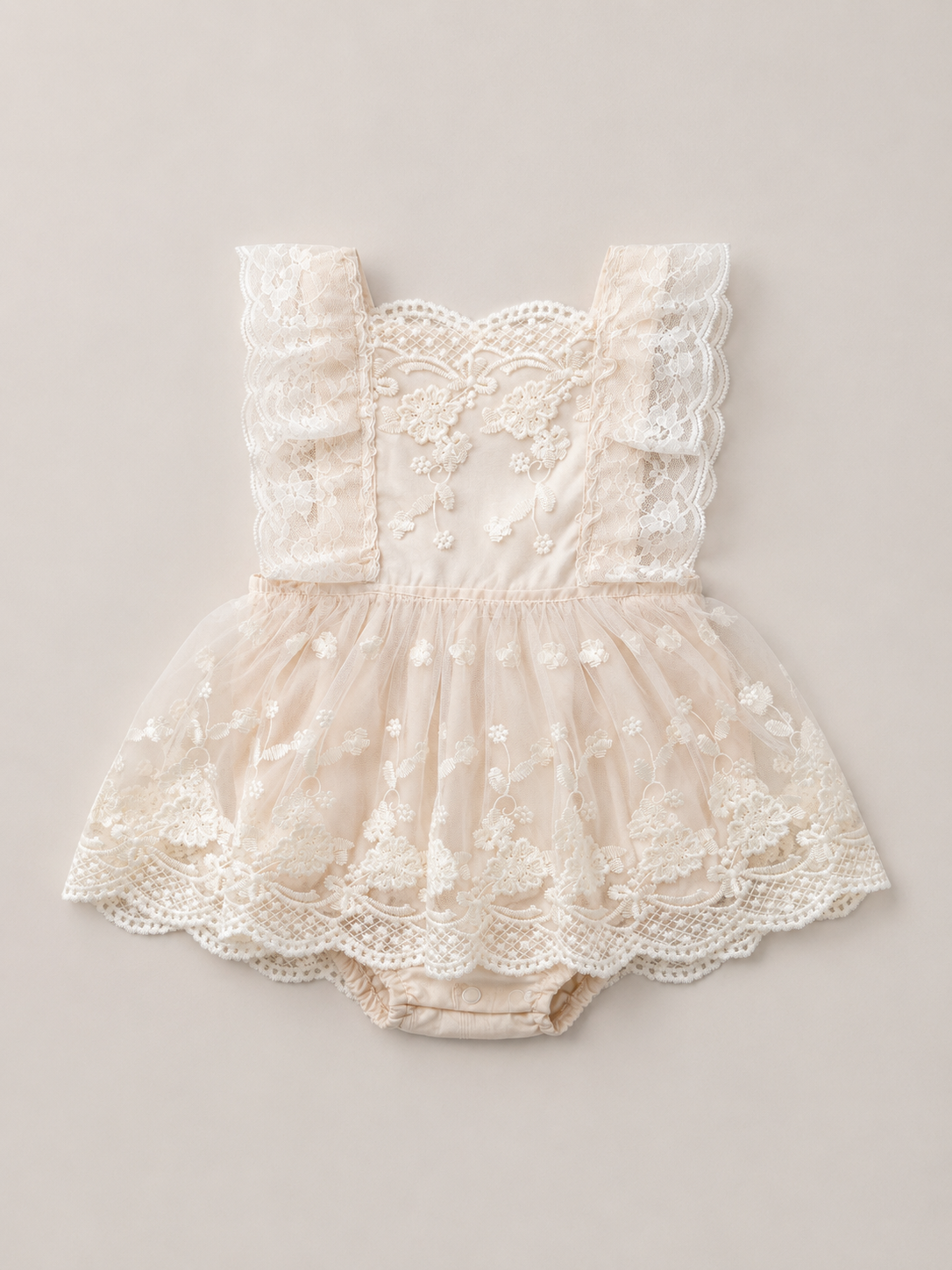 Valencianne Romper Beige