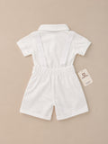 Set de Short con Tirantes y Romper BLANCO con Boina