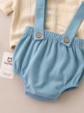 Set de Short con tirantes y Romper DIAPER COVER AZUL