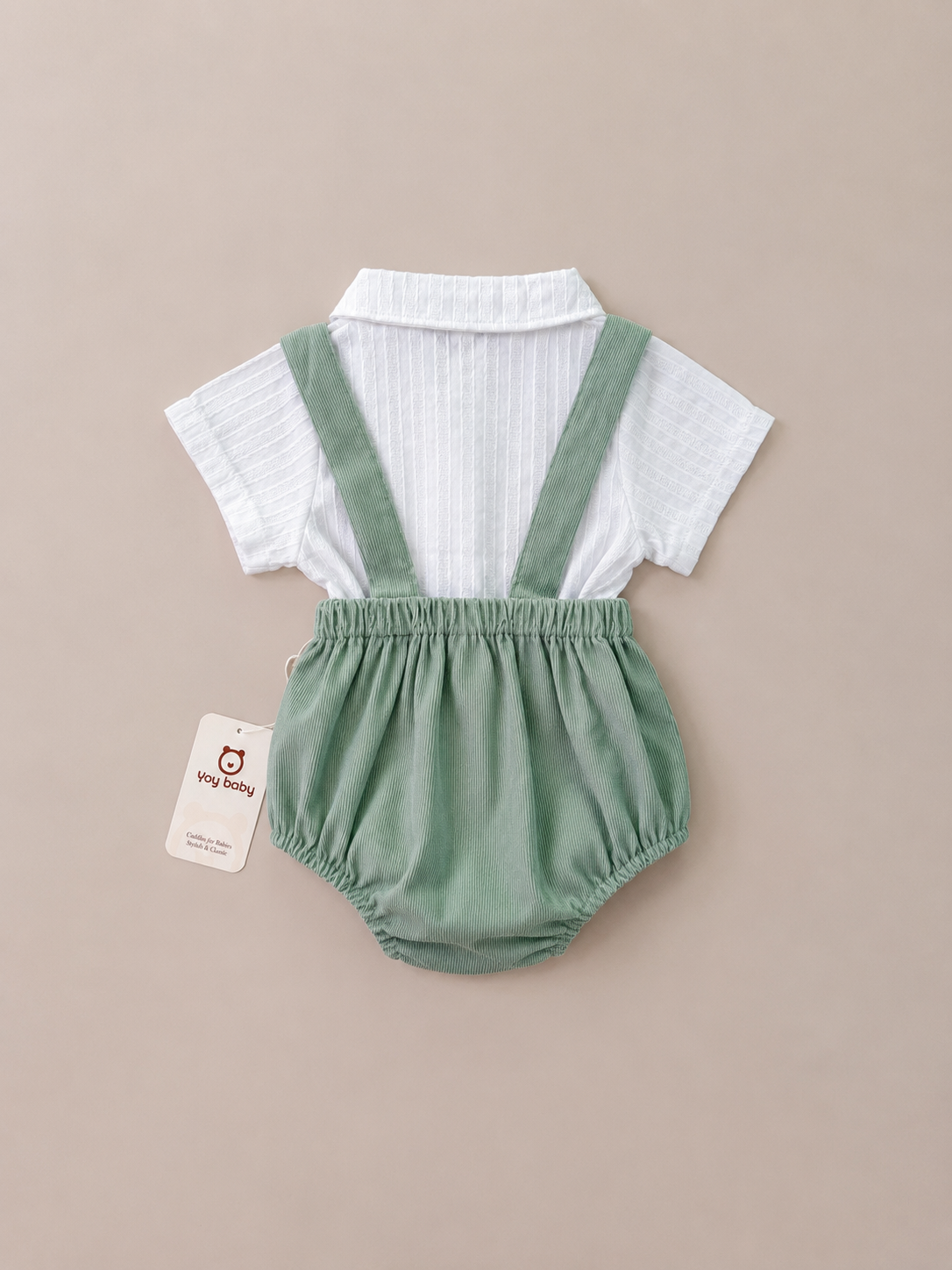 Set de Short con tirantes y Romper DIAPER COVER VERDE
