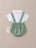 Set de Short con tirantes y Romper DIAPER COVER VERDE