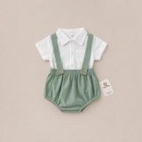 Set de Short con tirantes y Romper DIAPER COVER VERDE