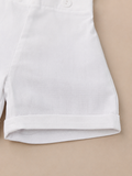 Set de Short con Tirantes y Romper BLANCO con Boina