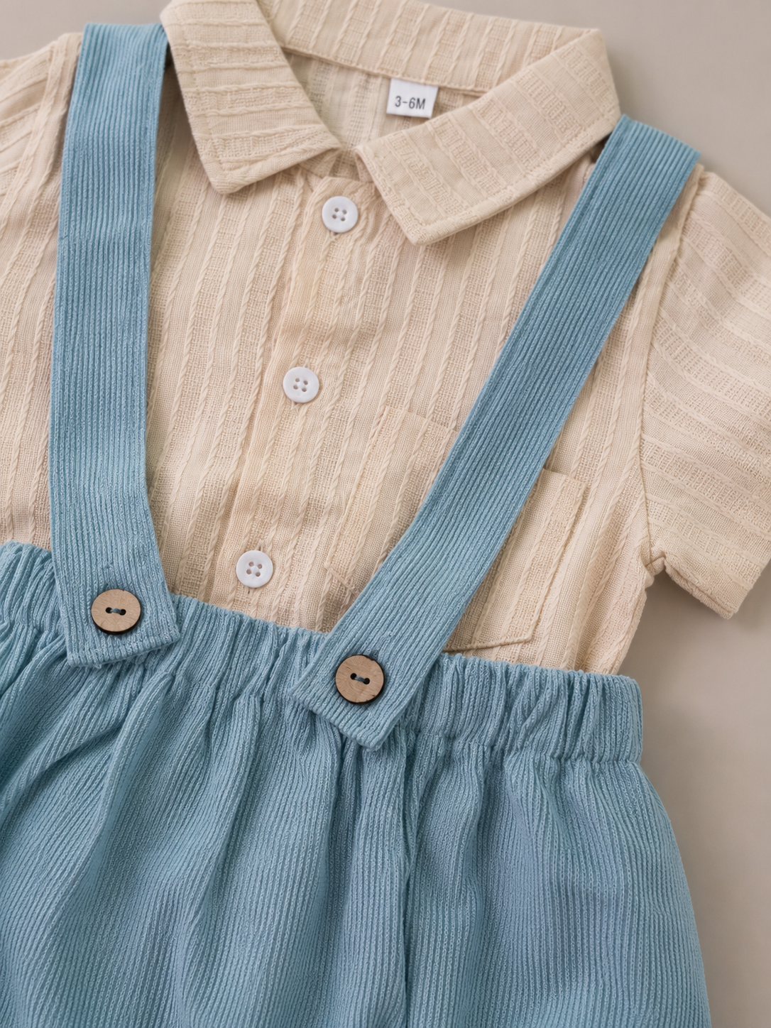 Set de Short con tirantes y Romper DIAPER COVER AZUL
