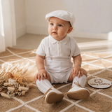 Set de Short con Tirantes y Romper BLANCO con Boina