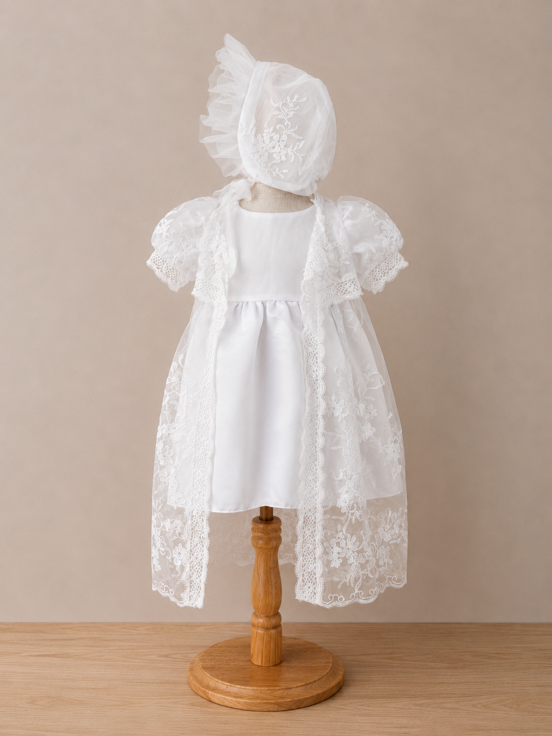Vestido Bautizo Imperial - TIFANNY con Gorro