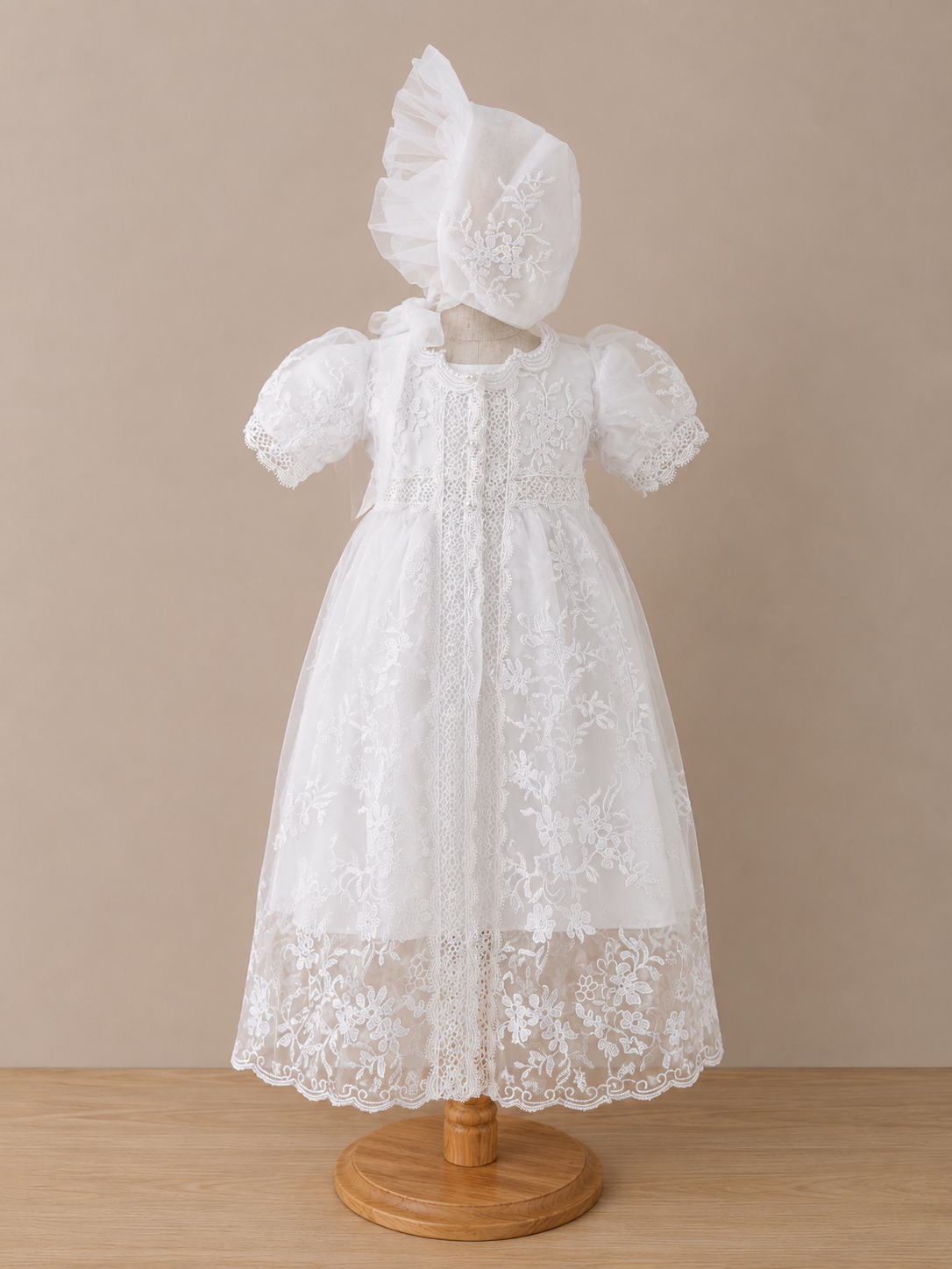 Vestido Bautizo Imperial - TIFANNY con Gorro