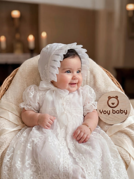 Vestido Bautizo Imperial - TIFANNY con Gorro