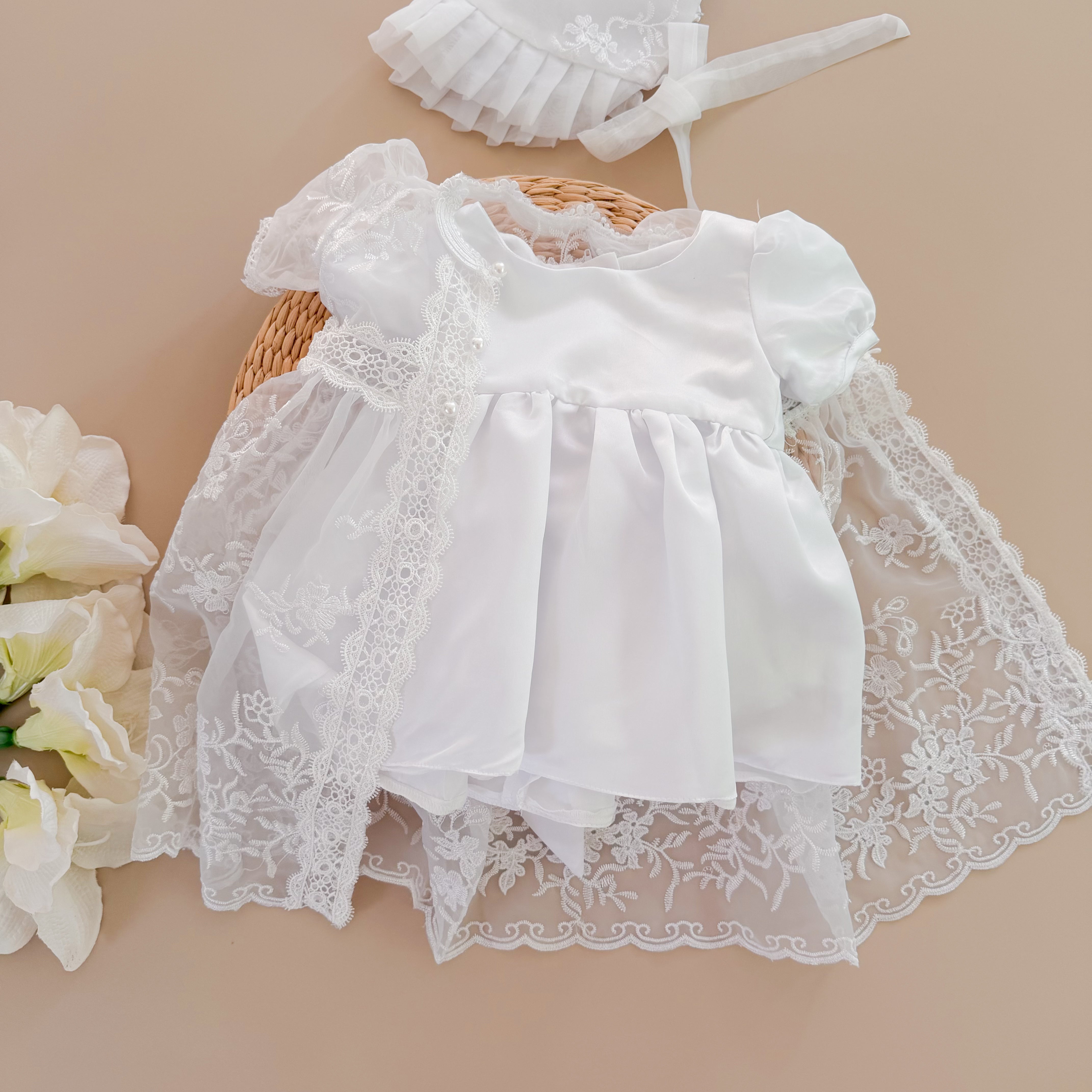Vestido Bautizo Imperial - TIFANNY con Gorro