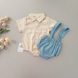 Set de Short con tirantes y Romper DIAPER COVER AZUL