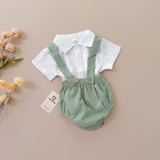 Set de Short con tirantes y Romper DIAPER COVER VERDE