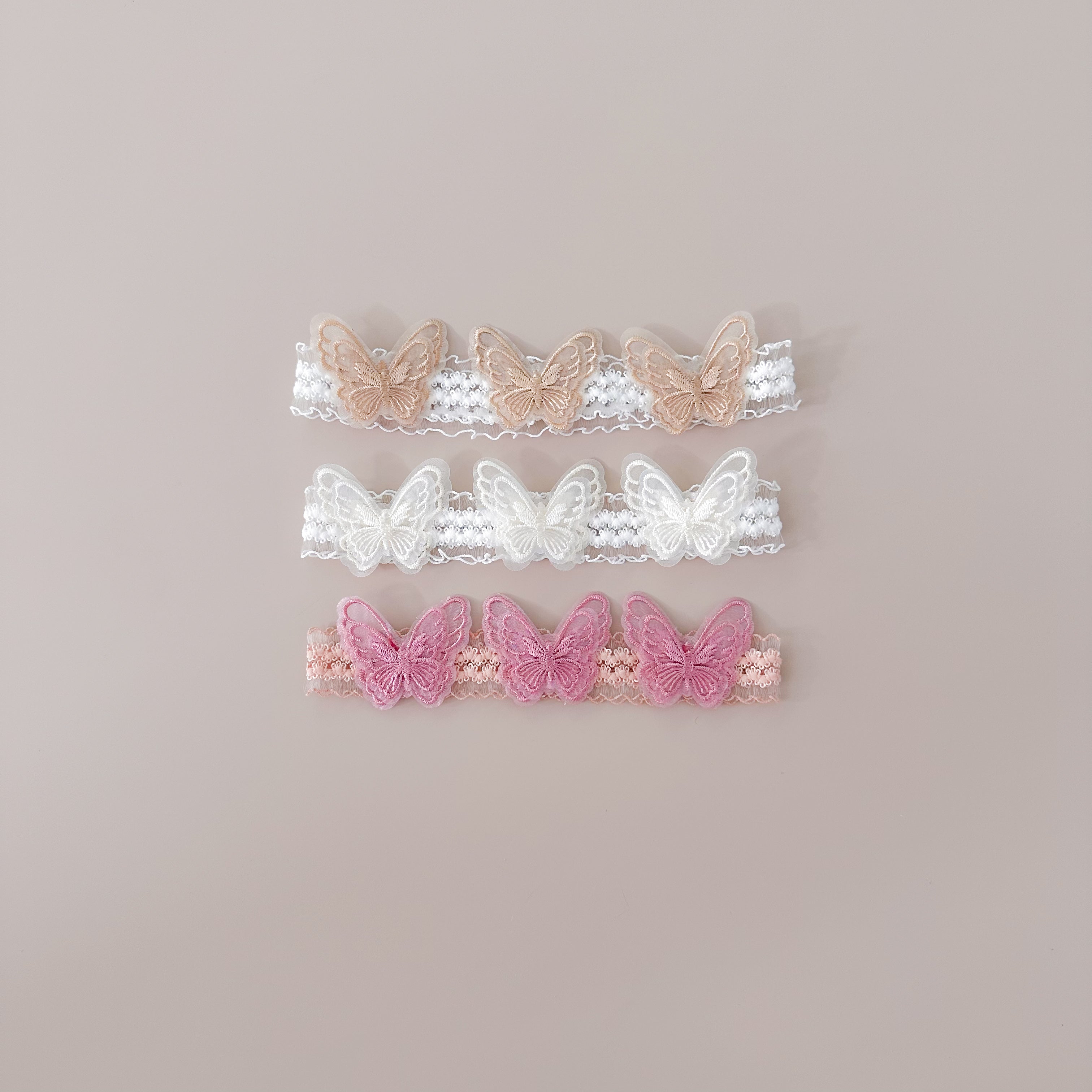 Kit Diadema Encaje Mariposa x3 Unidades