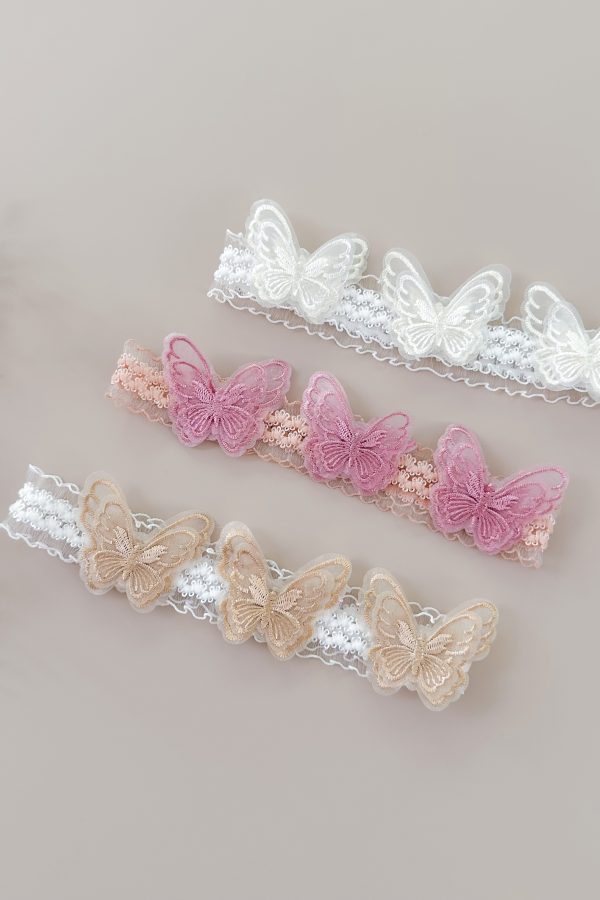 Kit Diadema Encaje Mariposa x3 Unidades